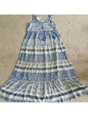 Beachlunchlounge Blue and White Patterned Maxi Dress